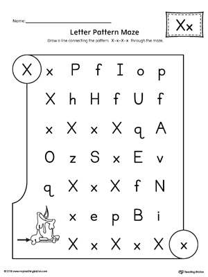 Letter X Pattern Maze Worksheet