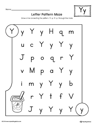 letter y pattern maze worksheet myteachingstation com