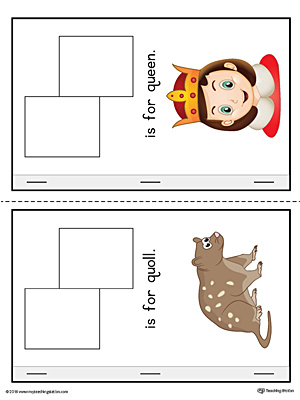 Letter Q Cut-Paste Printable MiniBook in Color