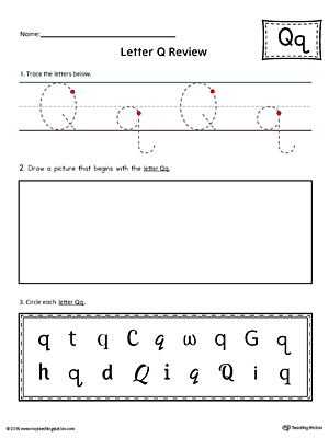 Use the Letter Q Practice Worksheet to help your student identify and trace the letter Q along with recognizing it