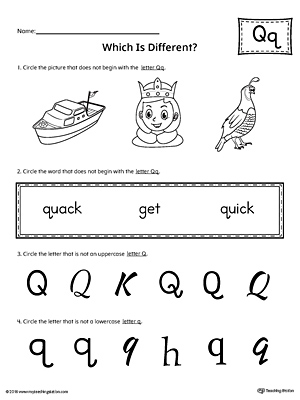 Letter Q Which is Different Worksheet