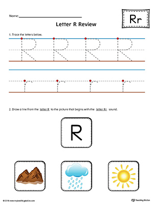 Letter R Review Worksheet (Color)