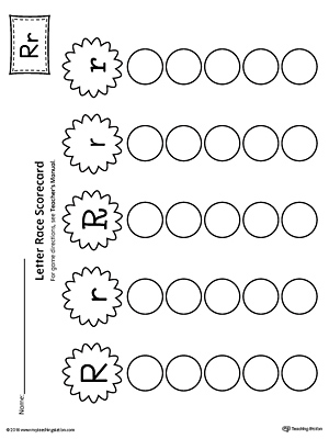 Letter R Activity Race Game for Kindergarten