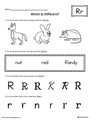 Letter R Which is Different Worksheet