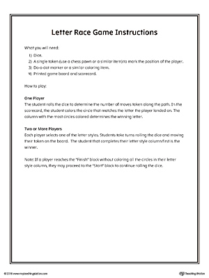 Letter V Activity Game Instructions