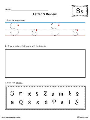 Use the Letter S Practice Worksheet to help your student identify and trace the letter S along with recognizing it