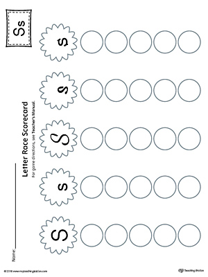 Letter S Activity Race Game for Preschool in Color