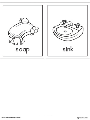 Letter S Words and Pictures Printable Cards: Soap, Sink