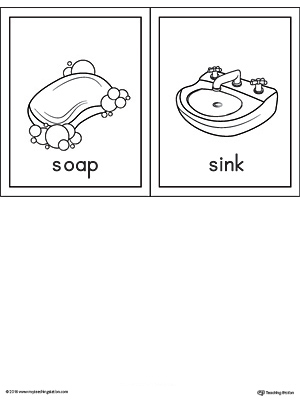 letter s words and pictures printable cards soap sink