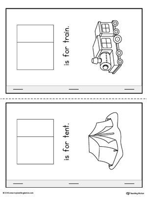 Letter T Cut-Paste Printable MiniBook