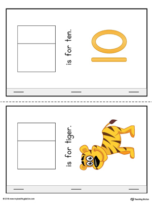 Letter T Cut-And-Paste Printable MiniBook for Kindergarten in Color