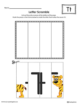 Letter T Scramble Worksheet (Color)