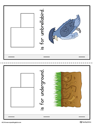 Letter U Cut-And-Paste Printable MiniBook for Preschool in Color