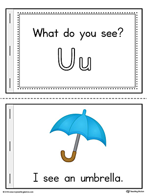 Short Letter U Words Printable Mini Book (Color)