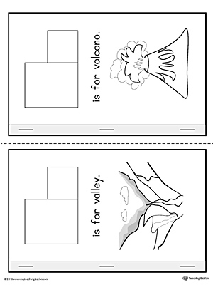 Letter V Cut-Paste Printable MiniBook