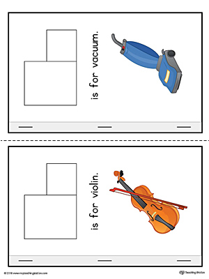 Letter V Cut-And-Paste Printable MiniBook for Preschool in Color