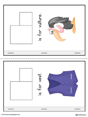 Letter V Cut-And-Paste Printable MiniBook for Kindergarten in Color