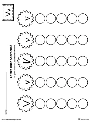 Letter V Activity Race Game for Kindergarten