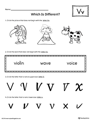 Letter V Which is Different Worksheet