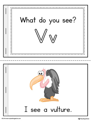 Letter V Words Printable Mini Book (Color)