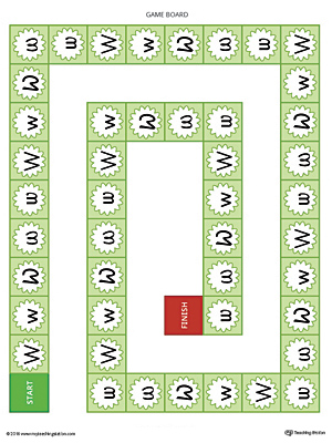 The Letter W Race Game is a printable activity to help your child identify different styles and variations of the letter W.