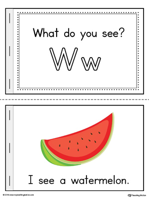 Letter W Words Printable Mini Book (Color)