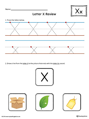 Letter X Review Worksheet (Color)