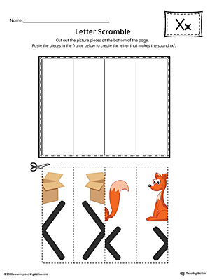 Letter X Scramble Worksheet (Color)