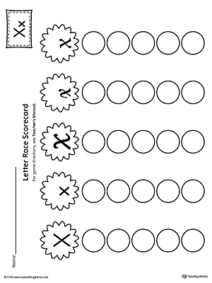 Letter X Activity Race Game for Kindergarten