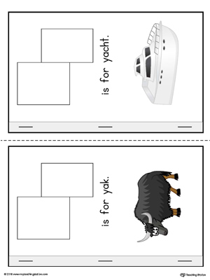 Letter Y Cut-Paste Printable MiniBook in Color