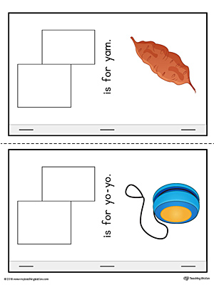 Letter Y Cut-And-Paste Printable MiniBook for Preschool in Color