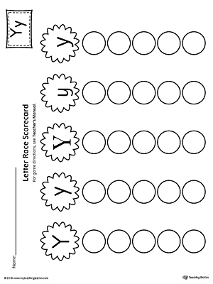 Letter Y Activity Race Game for Kindergarten