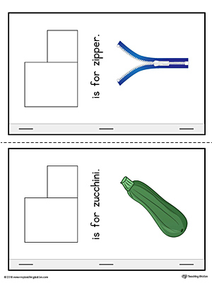 Letter Z Cut-Paste Printable MiniBook in Color