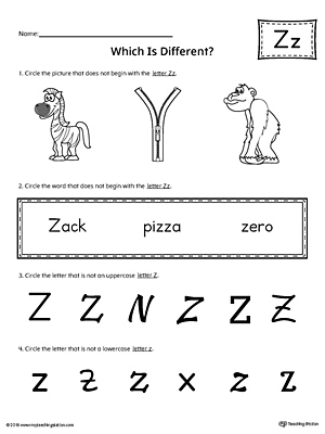Letter Z Which is Different Worksheet