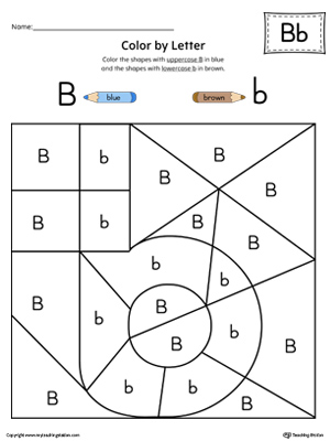 lowercase letter b color by letter worksheet