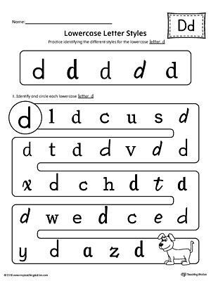 lowercase letter d styles worksheet myteachingstation com