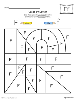 Lowercase Letter F Color-by-Letter Worksheet