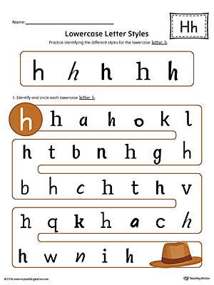 Lowercase Letter H Styles Worksheet (Color)