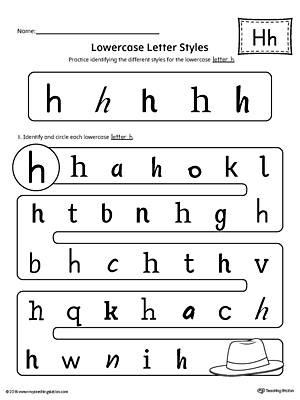 Lowercase Letter H Styles Worksheet