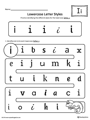 Lowercase Letter I Styles Worksheet