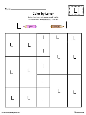 The Lowercase Letter L Color-by-Letter Worksheet will help your child identify the letters of the alphabet and discover colors and shapes.