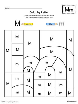 The Lowercase Letter M Color-by-Letter Worksheet will help your child identify the letters of the alphabet and discover colors and shapes.