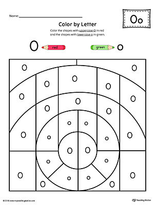 The Lowercase Letter O Color-by-Letter Worksheet will help your child identify the letters of the alphabet and discover colors and shapes.