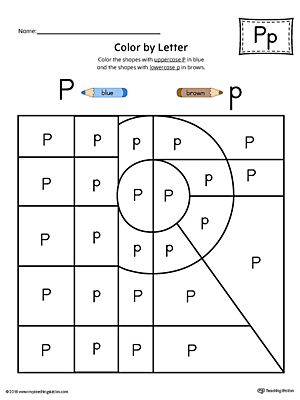 The Lowercase Letter P Color-by-Letter Worksheet will help your child identify the letters of the alphabet and discover colors and shapes.