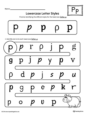 Lowercase Letter P Styles Worksheet