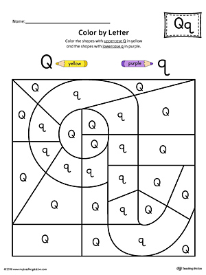 The Lowercase Letter Q Color-by-Letter Worksheet will help your child identify the letters of the alphabet and discover colors and shapes.