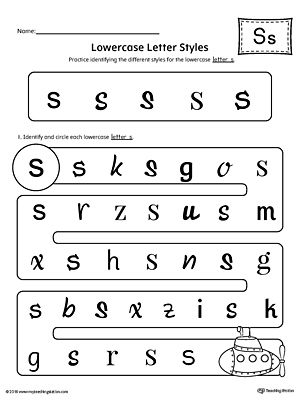 Lowercase Letter S Styles Worksheet