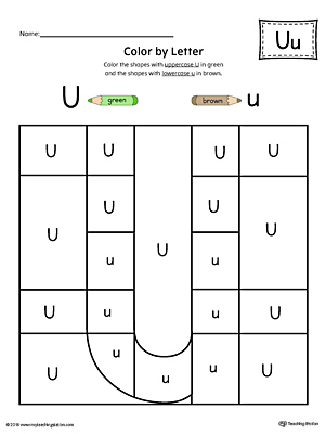 Lowercase Letter U Color-by-Letter Worksheet