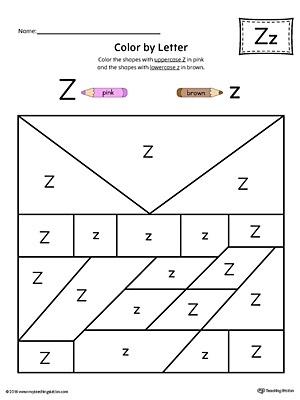 The Lowercase Letter Z Color-by-Letter Worksheet will help your child identify the letters of the alphabet and discover colors and shapes.