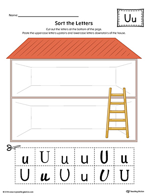 Sort the Uppercase and Lowercase Letter U Worksheet (Color)